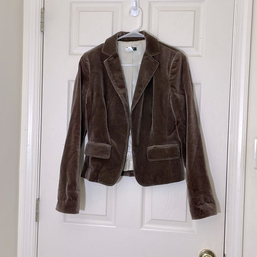 J. Crew Brown Velvet Blazer With Pockets Size 4